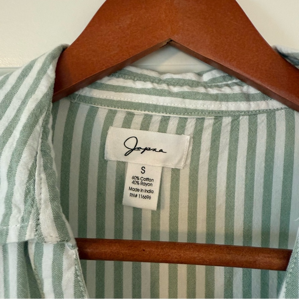 Sage Green and White Striped Dress - Picture 3 of 7